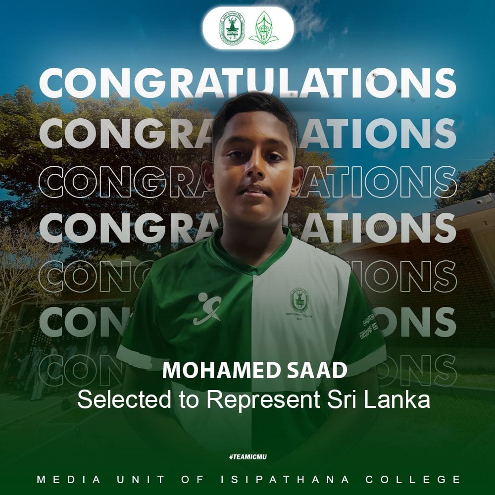 A.M.M. Saad Becomes First Isipathana College Player to Represent Sri Lanka at U15 International Hockey Tournament