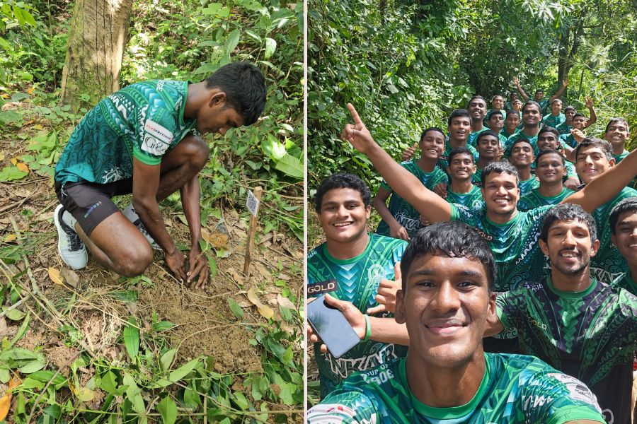 A try for tree initiative by Isipathana College 1st XV rugby team
