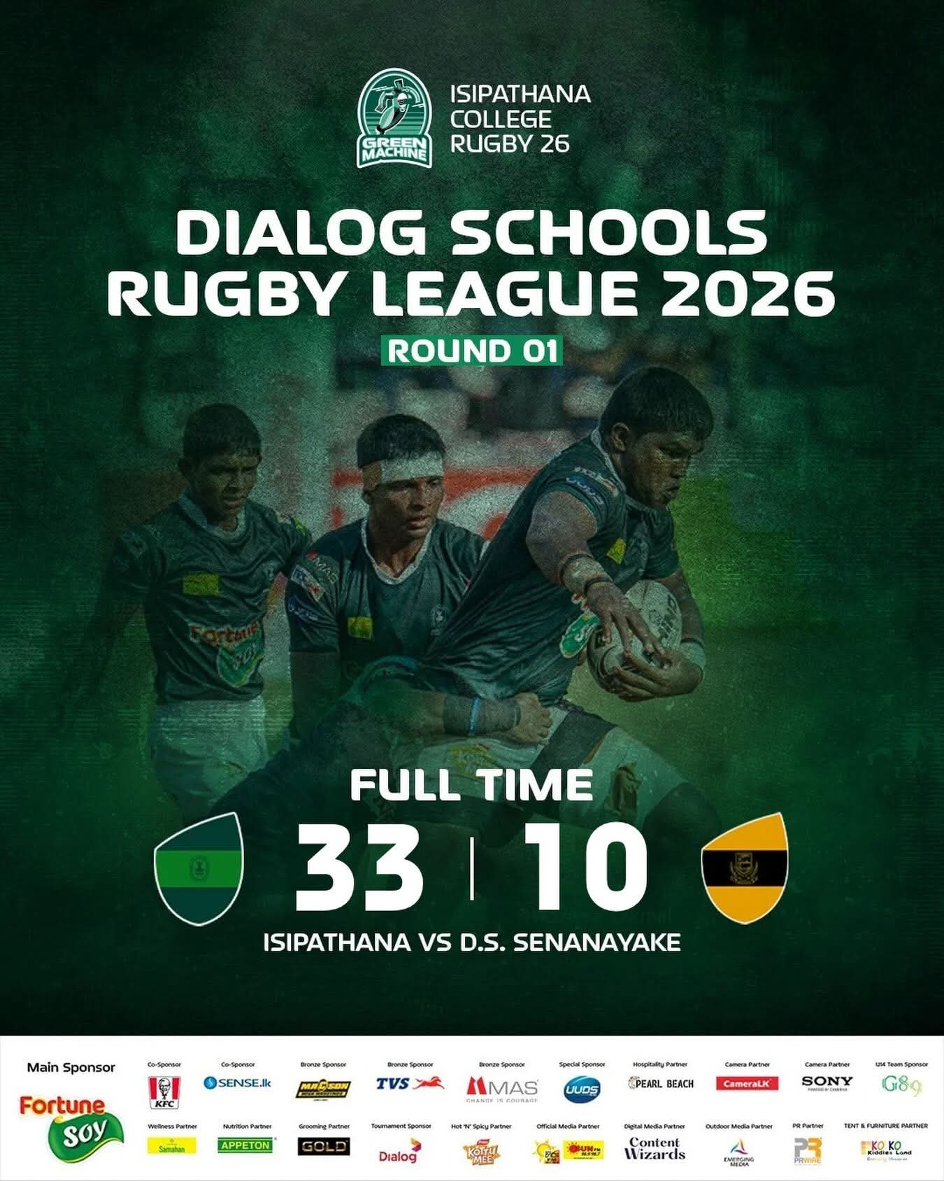 Isipathana Surge in Second Half to Defeat DS Senanayake 33–10