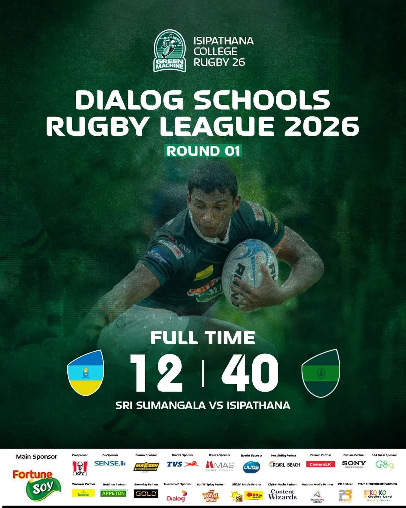Isipathana College Storm Past Sri Sumangala with Emphatic 40-12 Victory