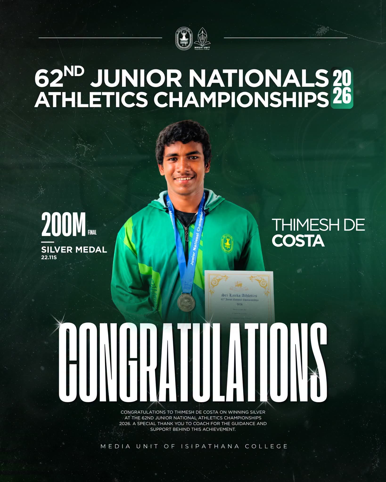 Isipathana’s Silver Medal Triumph at Junior Nationals