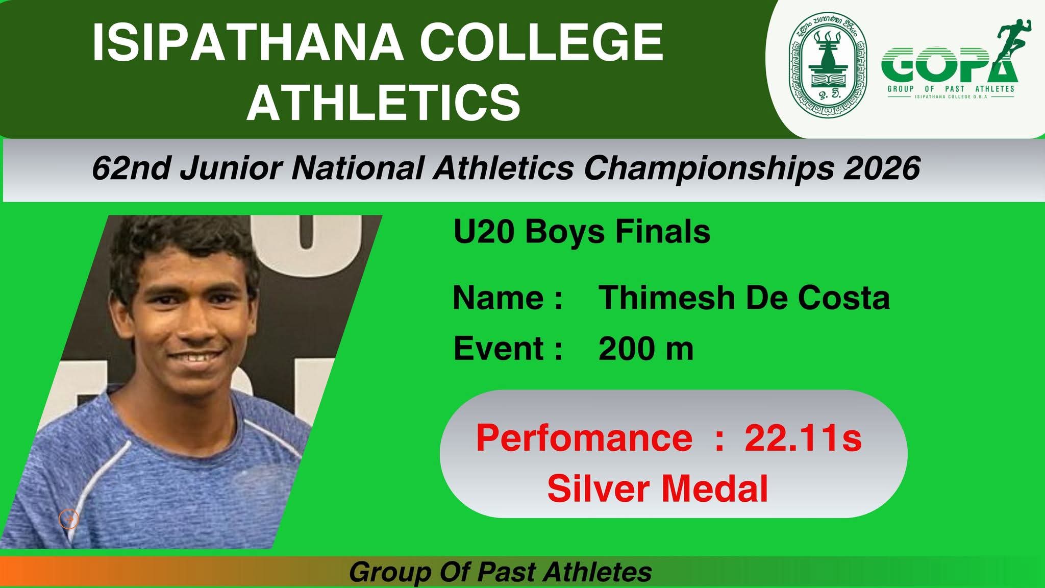 Congratulations to Thimesh De Costa